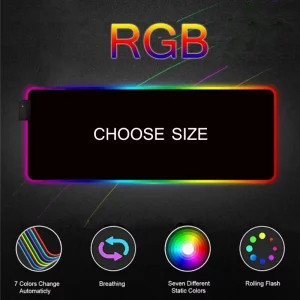 Tapis de Souris Gaming Personalisable RGB LED Imperméable et Antidérapant – Offre Confort & Précision