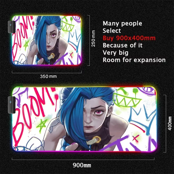 Grand Tapis de Souris Gaming XXL RGB avec Design Anime Jinx Arcane - Confort et Durabilité Assurés pour Gamers – Image 26