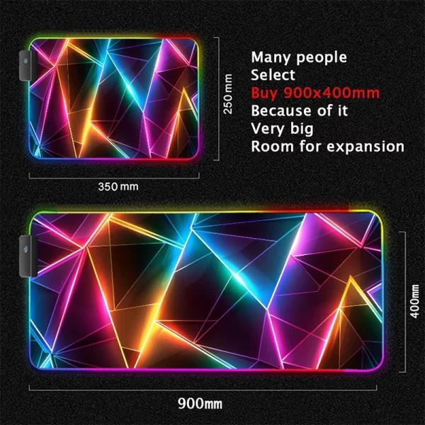 Maxi Tapis de Souris Gaming XXL RGB avec Éclairage LED Multicolore et Surface Antidérapante pour une Expérience de Jeu Immersive – Image 18