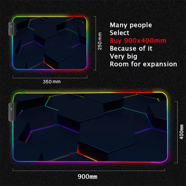 Maxi Tapis de Souris Gaming XXL RGB avec Éclairage LED Multicolore et Surface Antidérapante pour une Expérience de Jeu Immersive – Image 14