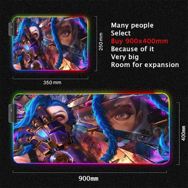 Grand Tapis de Souris Gaming XXL RGB avec Design Anime Jinx Arcane - Confort et Durabilité Assurés pour Gamers – Image 25