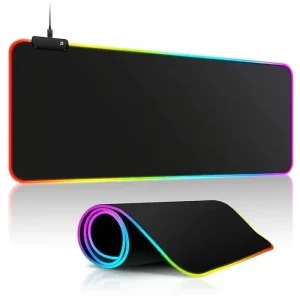 Tapis de Souris Gaming LED RGB XXL Imperméable avec Ports USB et Base Antidérapantepour une Expérience de Jeu Immersive et Confortable