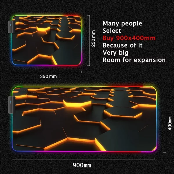 Maxi Tapis de Souris Gaming XXL RGB avec Éclairage LED Multicolore et Surface Antidérapante pour une Expérience de Jeu Immersive – Image 12