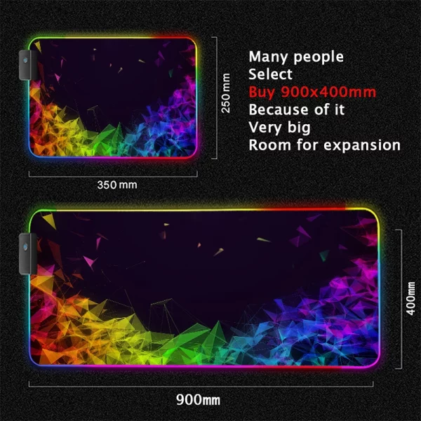 Maxi Tapis de Souris Gaming XXL RGB avec Éclairage LED Multicolore et Surface Antidérapante pour une Expérience de Jeu Immersive – Image 10