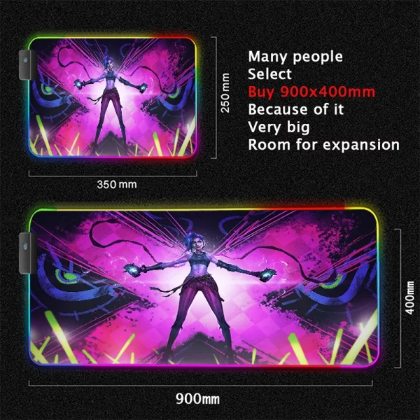 Grand Tapis de Souris Gaming XXL RGB avec Design Anime Jinx Arcane - Confort et Durabilité Assurés pour Gamers – Image 17