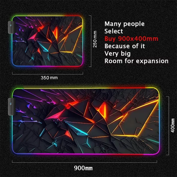 Maxi Tapis de Souris Gaming XXL RGB avec Éclairage LED Multicolore et Surface Antidérapante pour une Expérience de Jeu Immersive – Image 11