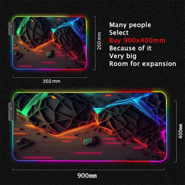 Maxi Tapis de Souris Gaming XXL RGB avec Éclairage LED Multicolore et Surface Antidérapante pour une Expérience de Jeu Immersive – Image 17