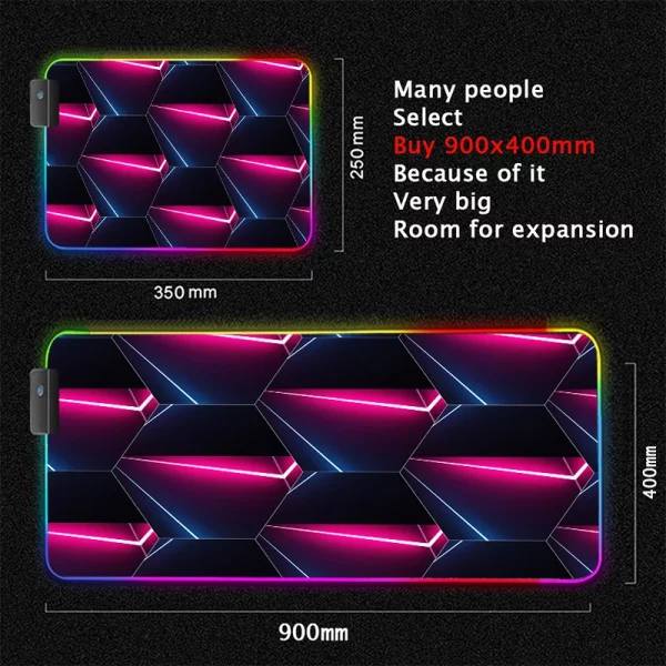 Maxi Tapis de Souris Gaming XXL RGB avec Éclairage LED Multicolore et Surface Antidérapante pour une Expérience de Jeu Immersive – Image 8