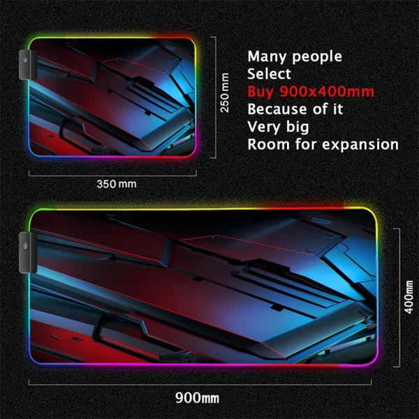 Maxi Tapis de Souris Gaming XXL RGB avec Éclairage LED Multicolore et Surface Antidérapante pour une Expérience de Jeu Immersive – Image 13