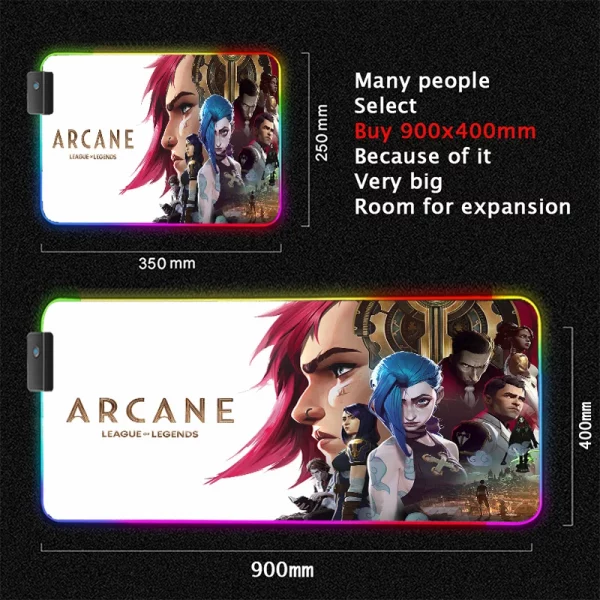 Grand Tapis de Souris Gaming XXL RGB avec Design Anime Jinx Arcane - Confort et Durabilité Assurés pour Gamers – Image 23