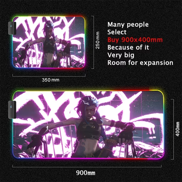 Grand Tapis de Souris Gaming XXL RGB avec Design Anime Jinx Arcane - Confort et Durabilité Assurés pour Gamers – Image 19