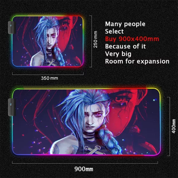 Grand Tapis de Souris Gaming XXL RGB avec Design Anime Jinx Arcane - Confort et Durabilité Assurés pour Gamers – Image 24