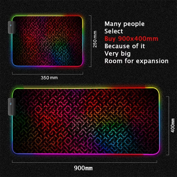 Maxi Tapis de Souris Gaming XXL RGB avec Éclairage LED Multicolore et Surface Antidérapante pour une Expérience de Jeu Immersive – Image 9